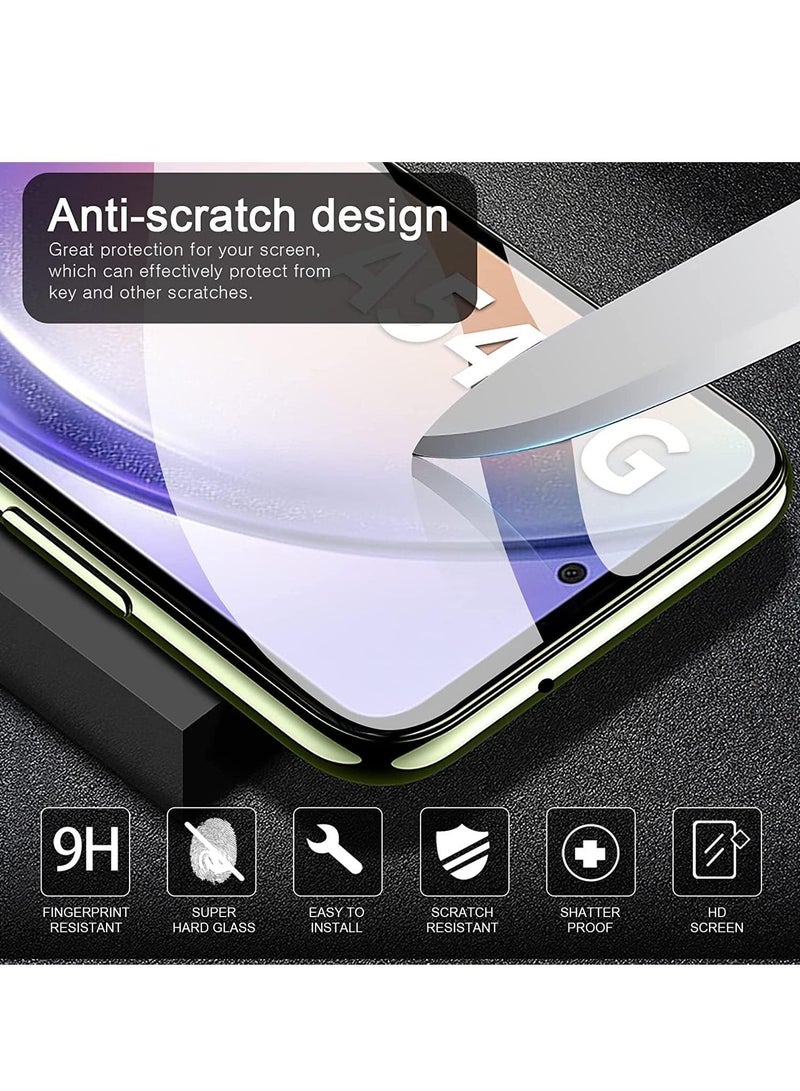 LEDIN For Samsung Galaxy A54 Case with Tempered Glass Screen Protector(2Pack) Samsung Galaxy A54 5G Clear Phone Case Anti-Scratch Shock Absorption Cover Phone case Clear - Image 2