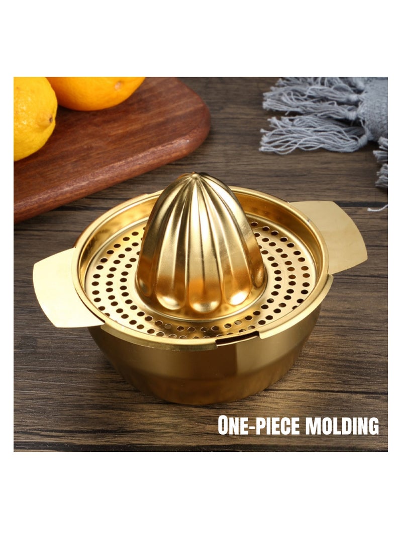 NOVOLAN Manual Juicer 304 Stainless Steel Citrus Juicer for Lemon & Orange, Handheld Press Tool with Storage Bowl, Elegant Gold Finish, Ideal for Fresh Juice Extraction at Dorms, Home, Restaurants - Image 4