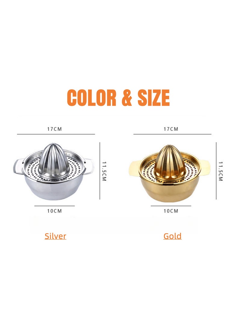 NOVOLAN Manual Juicer 304 Stainless Steel Citrus Juicer for Lemon & Orange, Handheld Press Tool with Storage Bowl, Elegant Gold Finish, Ideal for Fresh Juice Extraction at Dorms, Home, Restaurants - Image 3