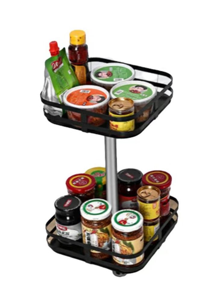 DRAMA HOME Metal Storage Rack Two Layers Rotatable Removable Multifunctional Storage Rack - Image 2
