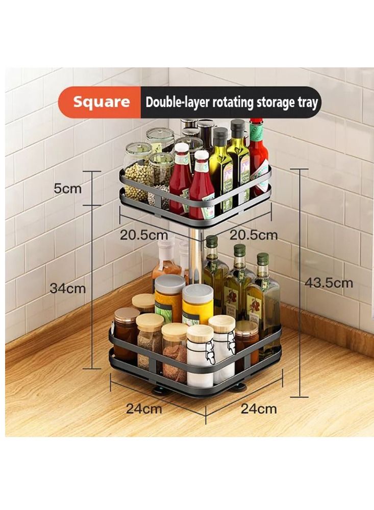 DRAMA HOME Metal Storage Rack Two Layers Rotatable Removable Multifunctional Storage Rack - Image 1