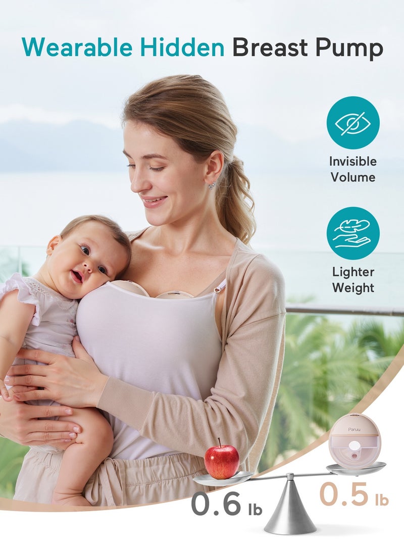 Paruu Wearable Breast Pump 4 Modes, 12 Levels, 240g, BPA-Free, Hands Free Breast Pump, Comfortable, Leak-Proof, Strong Suction - Image 4