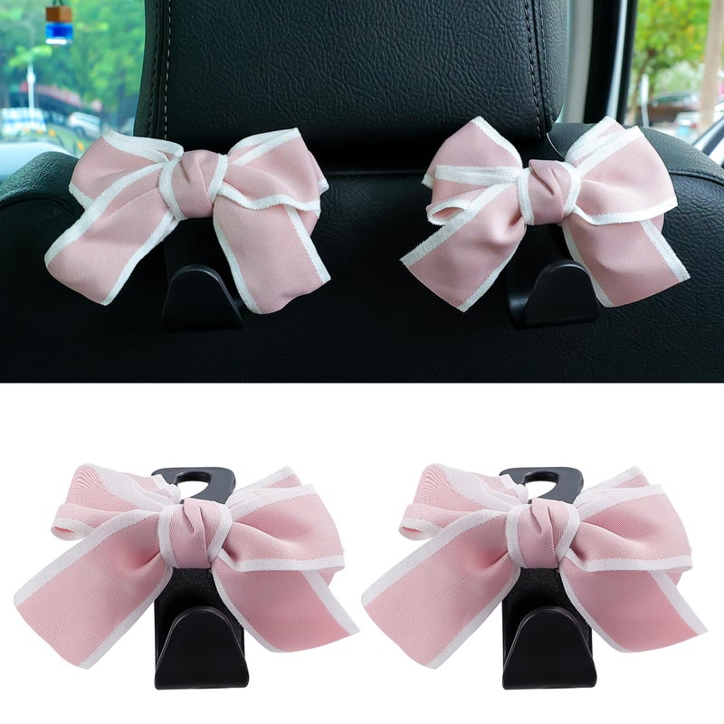 Amooca Car Seat Headrest Hook Cute Bowknot Vehicle Hanger Car Storage Organizer for Handbag Purse Coat Grocery Bag Black Pink - Image 1