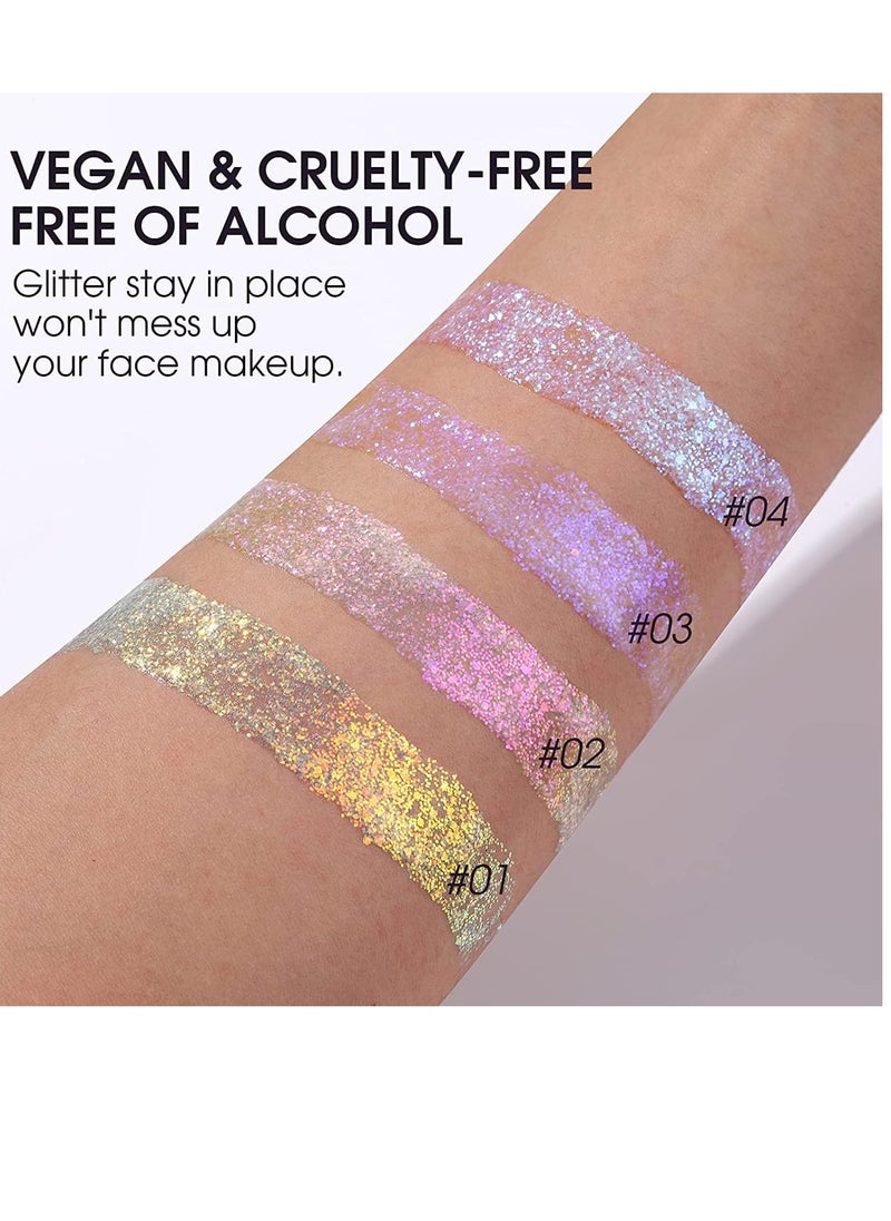 Bestland - BestLand Holographic Body Glitter Gel - Cosmetic-Grade, Christmas Glitter Makeup for Face, Body, and Hair, Safe and Easy to Use, Perfect for Festivals Parties, Vegan & Cruelty Free (02 Stardust Pink) - Image 1