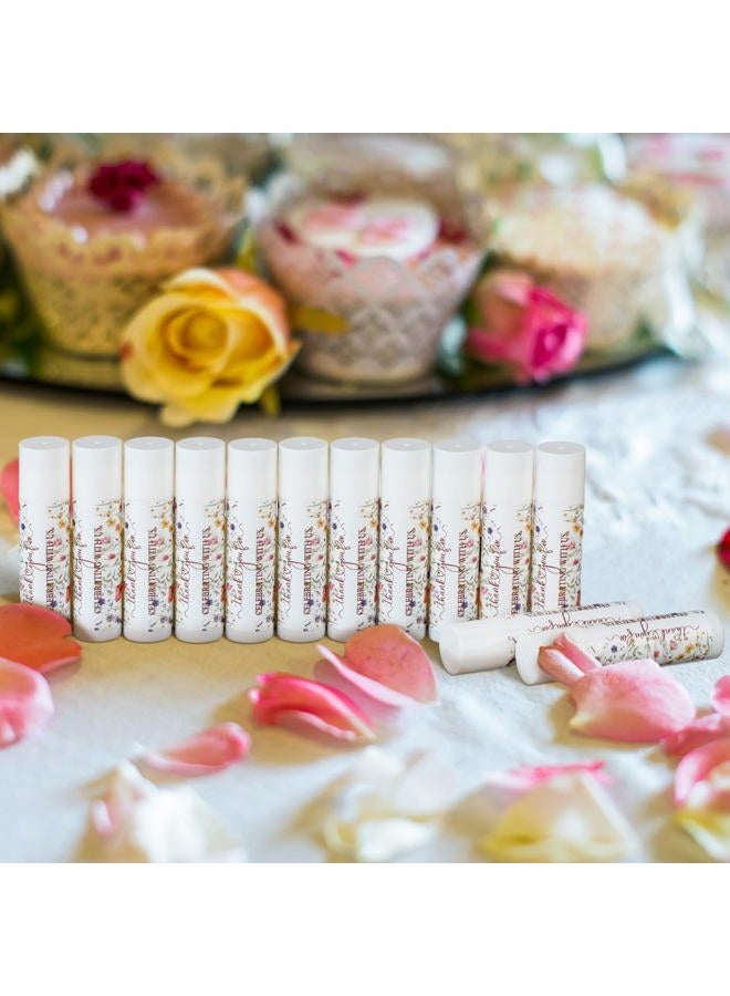Siifert 50 Pcs Wedding Bridal Shower Lip Balm Bulk Wildflower Wedding Bachelorette Favor Vanilla Lip Balm Favors Chapped Sticks Pack Bulk Bridesmaid Gifts Small Thank You Gifts for Women Guests - Image 3