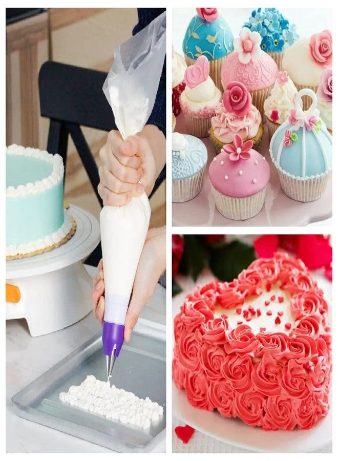 Joyeee Strong Icing Bags Kit, 100 Pcs Disposable Piping Bags Plastic Thick Icing Pipe Bag, DIY Handmade Cream Flower for Decoration Cake Cupcake Biscuit Dessert Cookie, Baking Tools, Large 22 Inches - Image 4