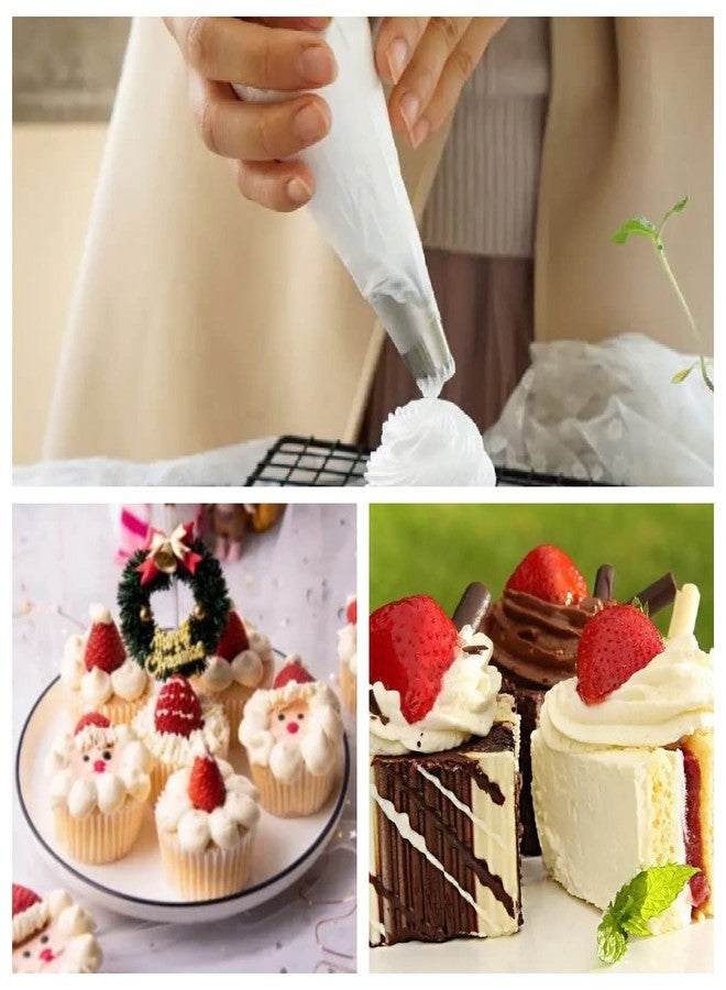 Joyeee Strong Icing Bags Kit, 100 Pcs Disposable Piping Bags Plastic Thick Icing Pipe Bag, DIY Handmade Cream Flower for Decoration Cake Cupcake Biscuit Dessert Cookie, Baking Tools, Large 22 Inches - Image 5