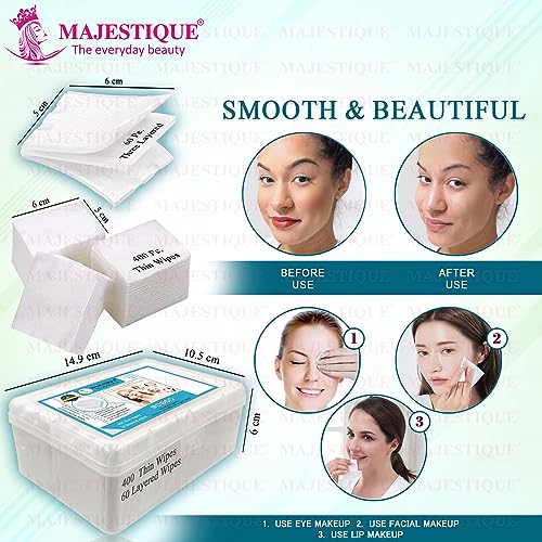 Majestique Cotton Face Pads & Finger Reusable Sponge - Makeup Removing Wipes With Soft Touch for Eye, Face Cleansing Tissues, Pure Cotton Pad for Toner - 460 Count - Image 3