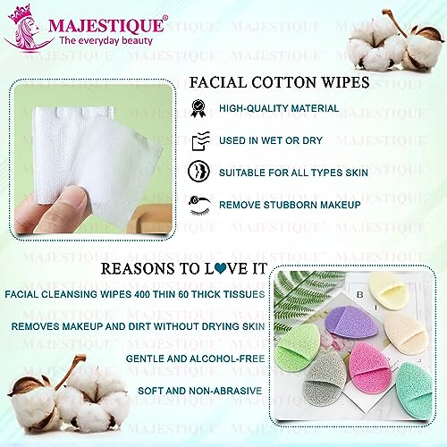 Majestique Cotton Face Pads & Finger Reusable Sponge - Makeup Removing Wipes With Soft Touch for Eye, Face Cleansing Tissues, Pure Cotton Pad for Toner - 460 Count - Image 4