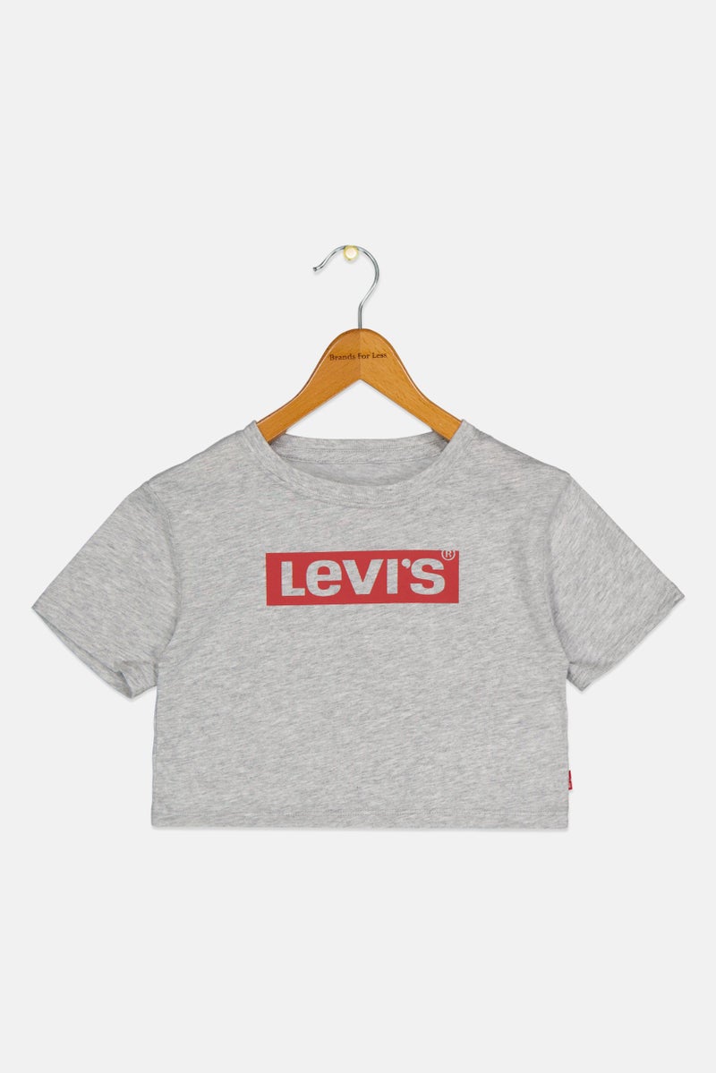 Levi's Toddlers Girl Short Sleeve Brand Logo T-Shirt, Grey - Image 1