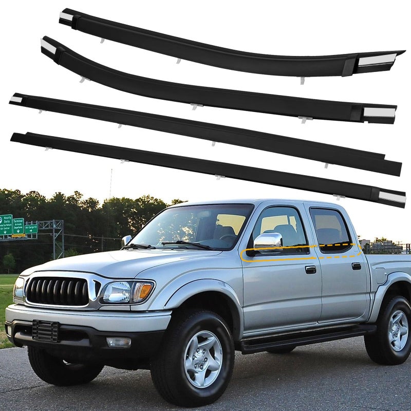 Gledewen Outer Front Rear Door Window Belt Weatherstrip Seal Kit Compatible with 20002004 Toyota Tacoma Crew Cab Molding Trim Strip Replace6821004020 6816004020 6823004010 6818004010 Door Weatherstrip - Image 2