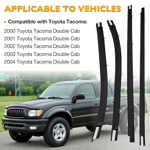 Gledewen Outer Front Rear Door Window Belt Weatherstrip Seal Kit Compatible with 20002004 Toyota Tacoma Crew Cab Molding Trim Strip Replace6821004020 6816004020 6823004010 6818004010 Door Weatherstrip - Image 3