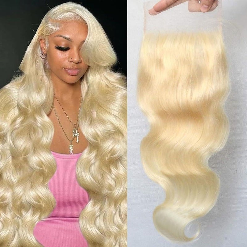 QTHAIR QTHAIR 16A Brazilian Blonde 613 Transparent Lace Frontal Closure 18in Swiss Lace Closure 100 Brazilian Blonde Human Hair for All Women 