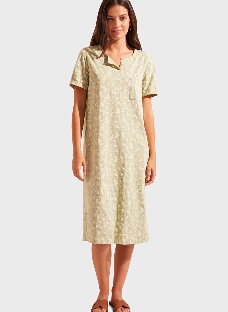 women'secret Floral Print Pocket Detail Night Dress