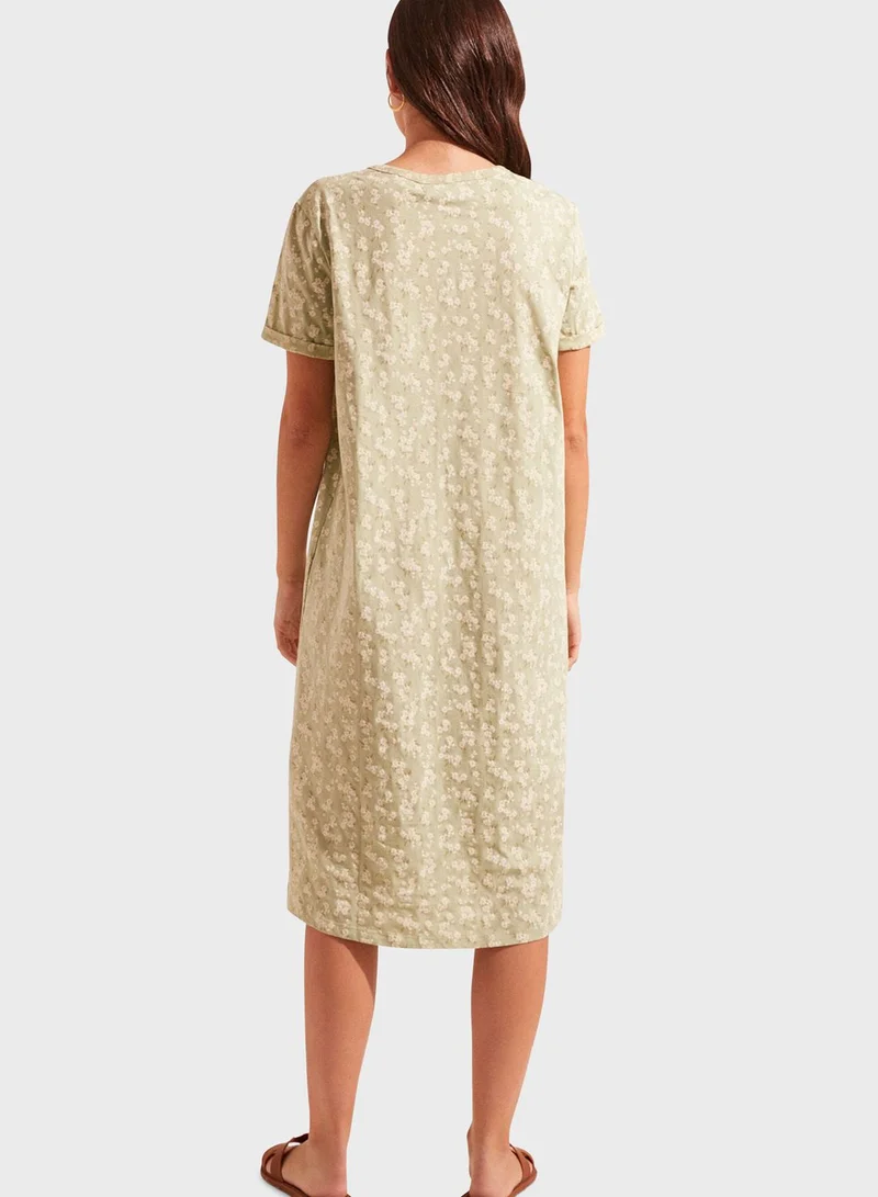 women'secret Floral Print Pocket Detail Night Dress