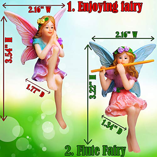 Mood Lab Fairy Garden - Miniature Fairies Figurines - Sitting Girls Set of 2 pcs - for Outdoor or House Decor Statue Kit - Image 3