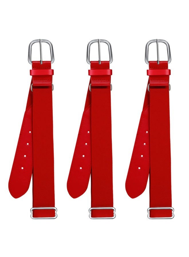 Hicarer 3 Pcs Youths Adult Baseball Softball Belt Girls Adjustable Elastic Uniform Belt PU Leather for Boys(Red) - Image 1