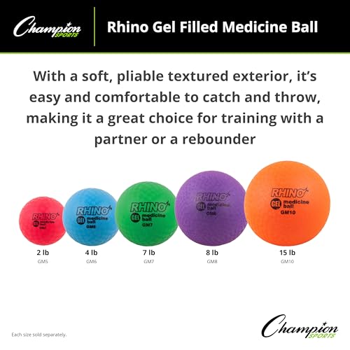 Champion Sports Rhino Gel Filled Medicine Ball (Blue 4 lbs) - Image 4