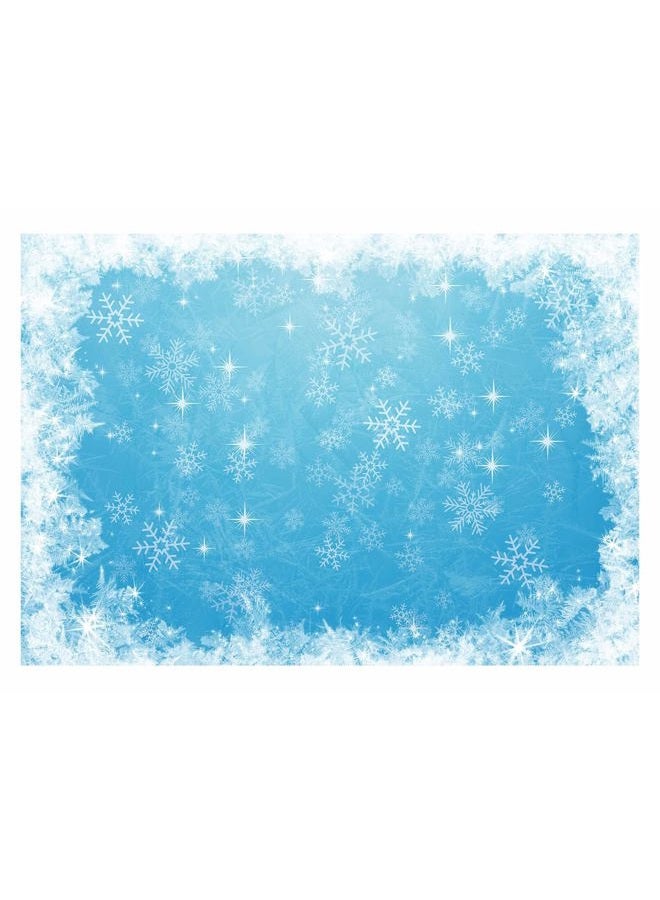Allenjoy 7x5ft Ice Blue Winter Backdrop for Studio Photography 1st First Birthday Party Decoration Banner Festival White Snowflake Snowfall Christmas Background Baby Shower Kids Photo Booth Props - Image 1
