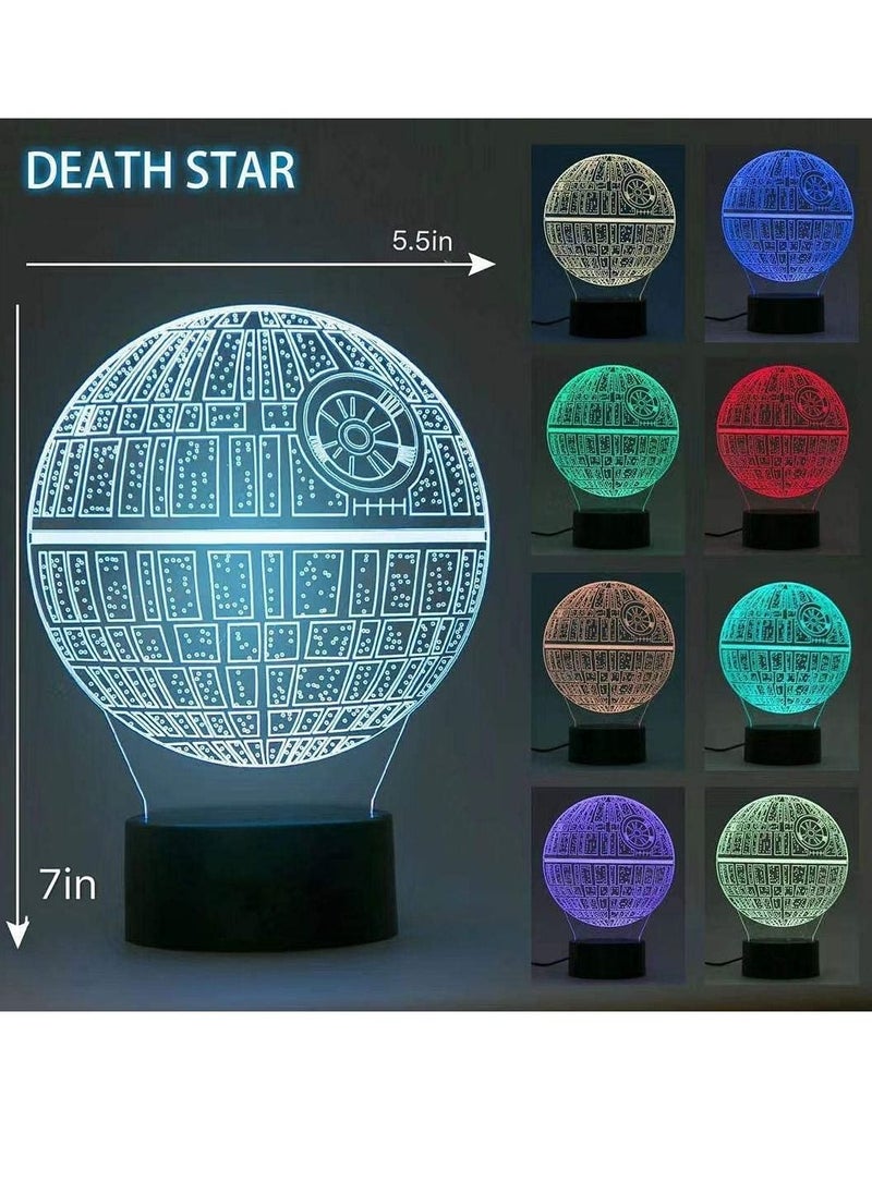 althiqahkey - 3D Star Wars Lamp Gifts 3 Pattern R2-D2 Death Star Millennium Falcon Star Wars Light with Remote Control Optical Illusion LED Light - Image 1