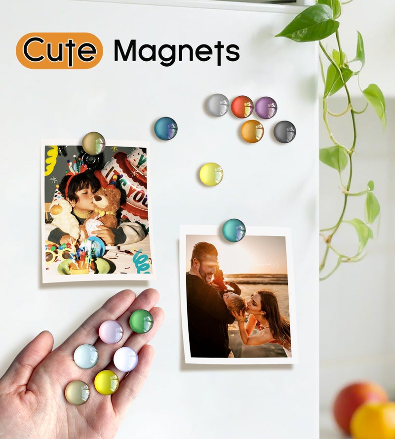 KEYDUACU 20-Color Mini Glass Fridge Magnets, Colorful Cute Magnets, Perfect for Offices, Kitchens, Lockers, and Classrooms - Image 2
