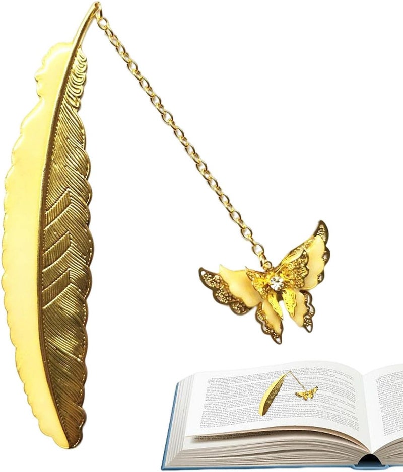 windforgecraft Bookmarks for Book Lovers, Bookmark with 3D Pendant, Feather Shaped Book Marks Christmas Stocking Stuffers Mothers Day Valentine's Day Teacher Appreciation - Image 1