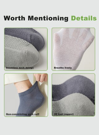 Men's Breathable Mesh Cotton Ankle Socks - 8 Pairs, Lightweight and Comfortable for Spring, Summer, and Fall - view 4