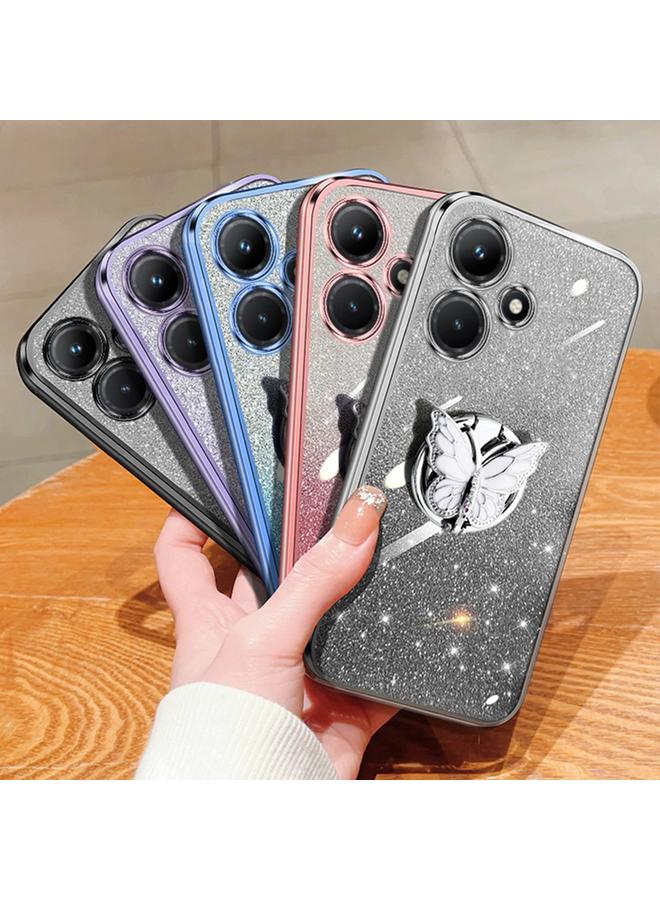 اس-توب جراب لهاتف Infinix Hot 30i مطلي بطبقة لامعة متدرجة اللون من مادة TPU مع حامل على شكل فراشة - Image 2