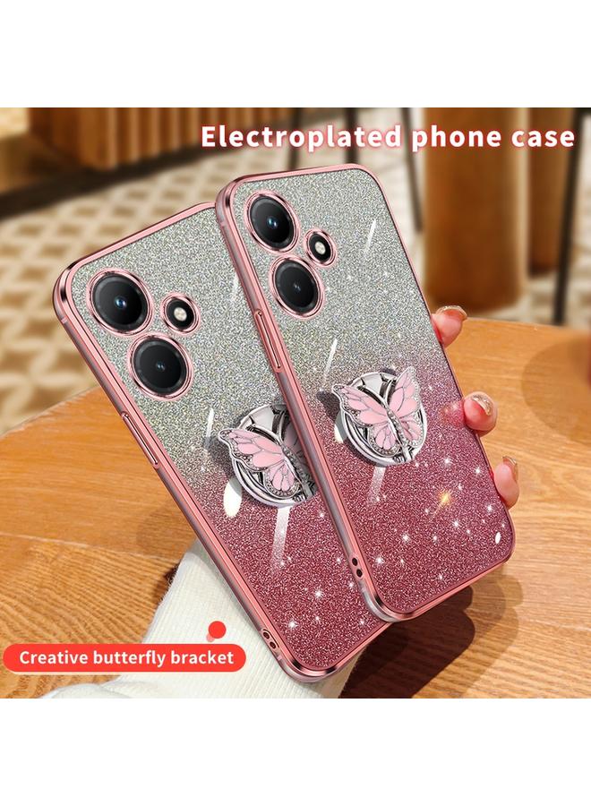 اس-توب جراب لهاتف Infinix Hot 30i مطلي بطبقة لامعة متدرجة اللون من مادة TPU مع حامل على شكل فراشة - Image 3