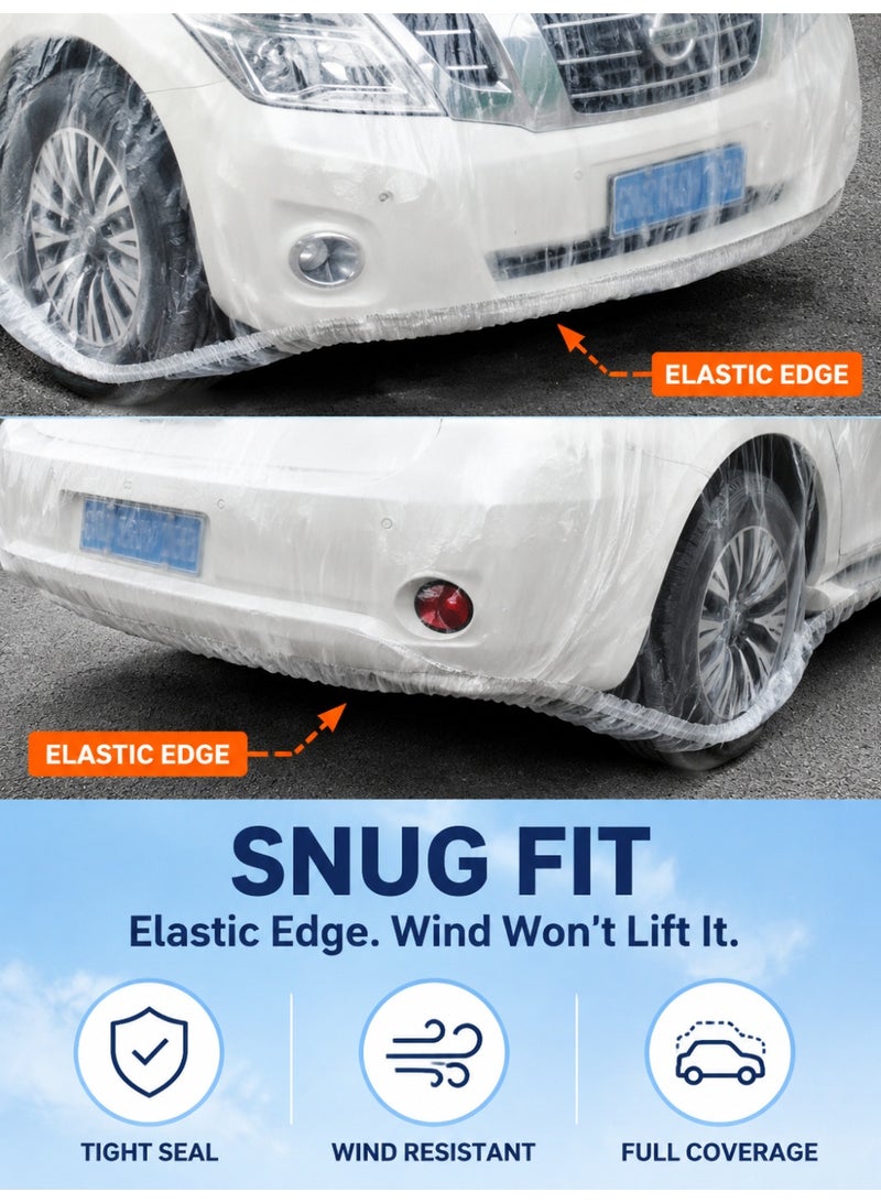 Disposable Car Cover, Clear Plastic Car Cover, Outdoor Universal Rain- and Dust-Proof Garage Cover, Disposable Car Cover, Car Cover, PE Film Rain Cover for Cars, with Elastic Straps - Image 5