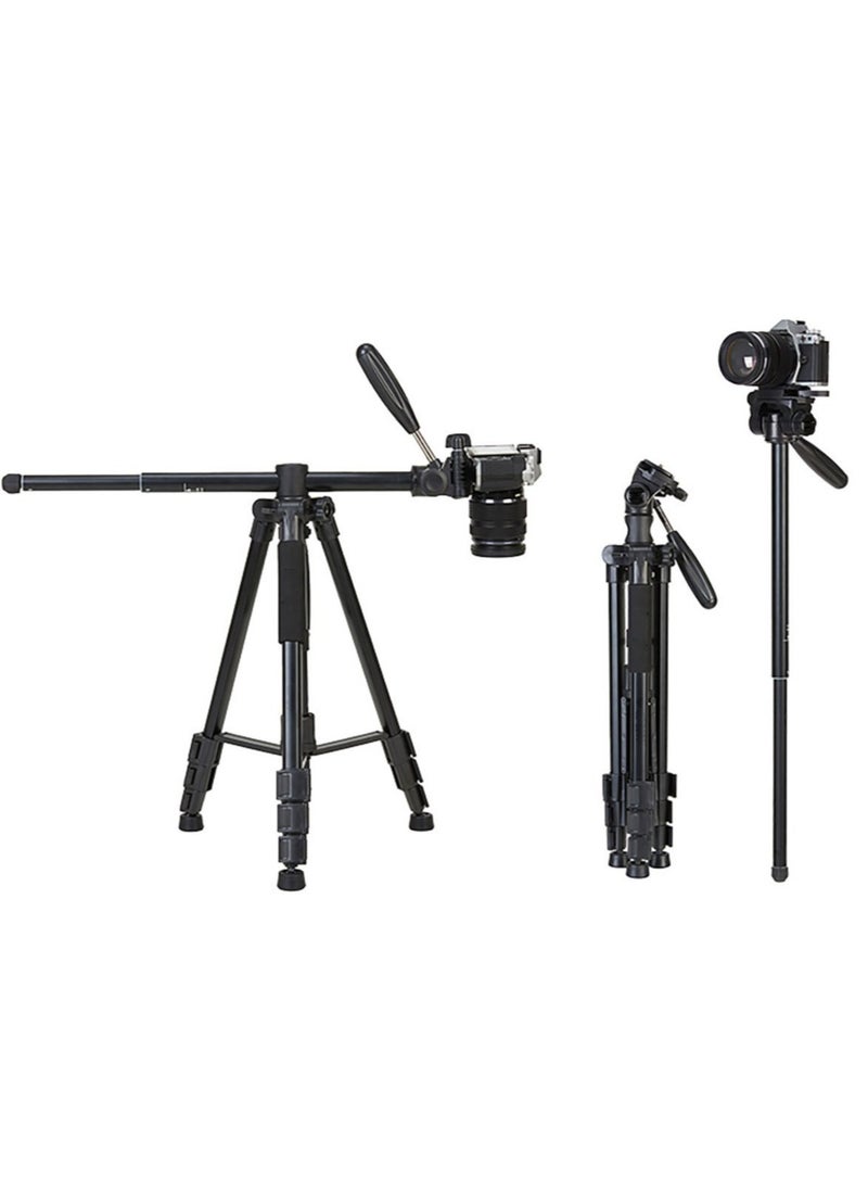 LEDIN Professional Aluminium Tripod Monopod for All DSLR Cameras Lightweight Tripod Stand 360 degree 3 way Head Travel Phone Stand Aluminum (KP-2274)  - Image 1