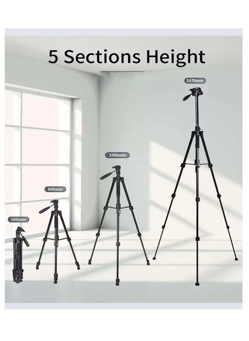 LEDIN Professional Aluminium Tripod Monopod for All DSLR Cameras Lightweight Tripod Stand 360 degree 3 way Head Travel Phone Stand Aluminum (KP-2274)  - Image 3