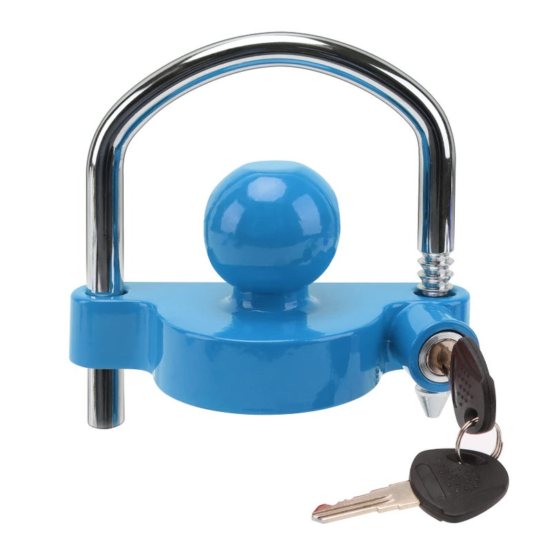 METOWARE Trailer Coupler Lock Universal Adjustable Heavy-Duty Steel Trailer Hitch Lock, Anti Theft Trailer Ball Lock Towing Lock for Towing Trailer Security Fits 1-7/8",2”, 2-5/16" Coupler Blue - Image 1