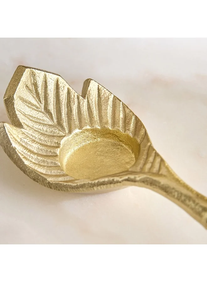 Home Box Avya Aluminium Leaf Tealight Candleholder - 11.5x7.5x4.5cm