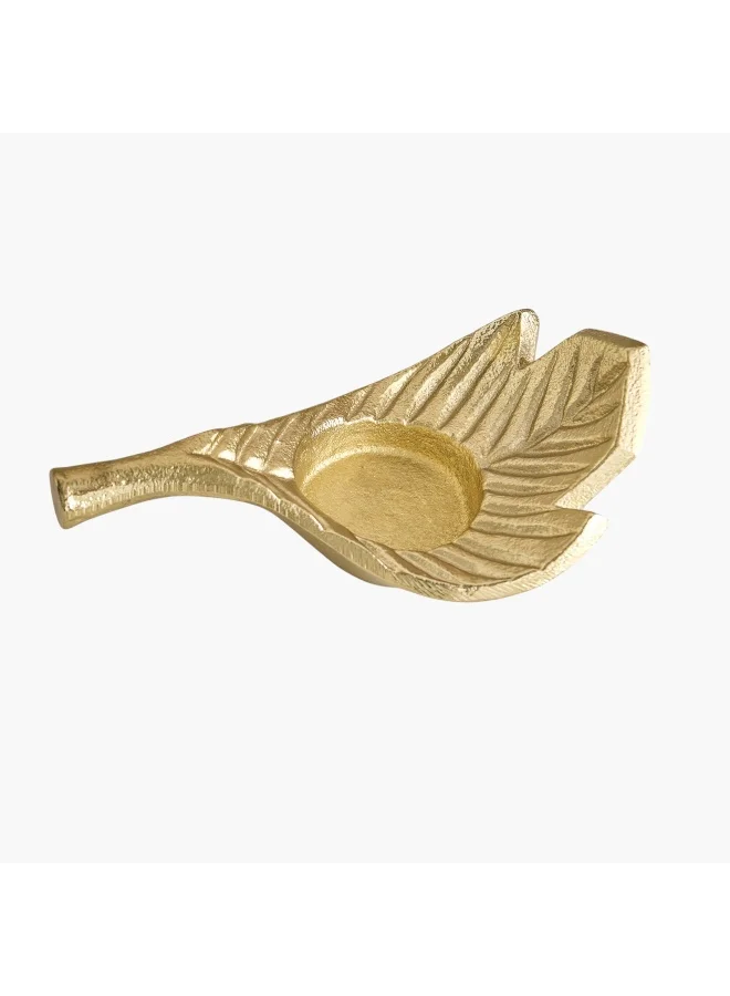 Home Box Avya Aluminium Leaf Tealight Candleholder - 11.5x7.5x4.5cm