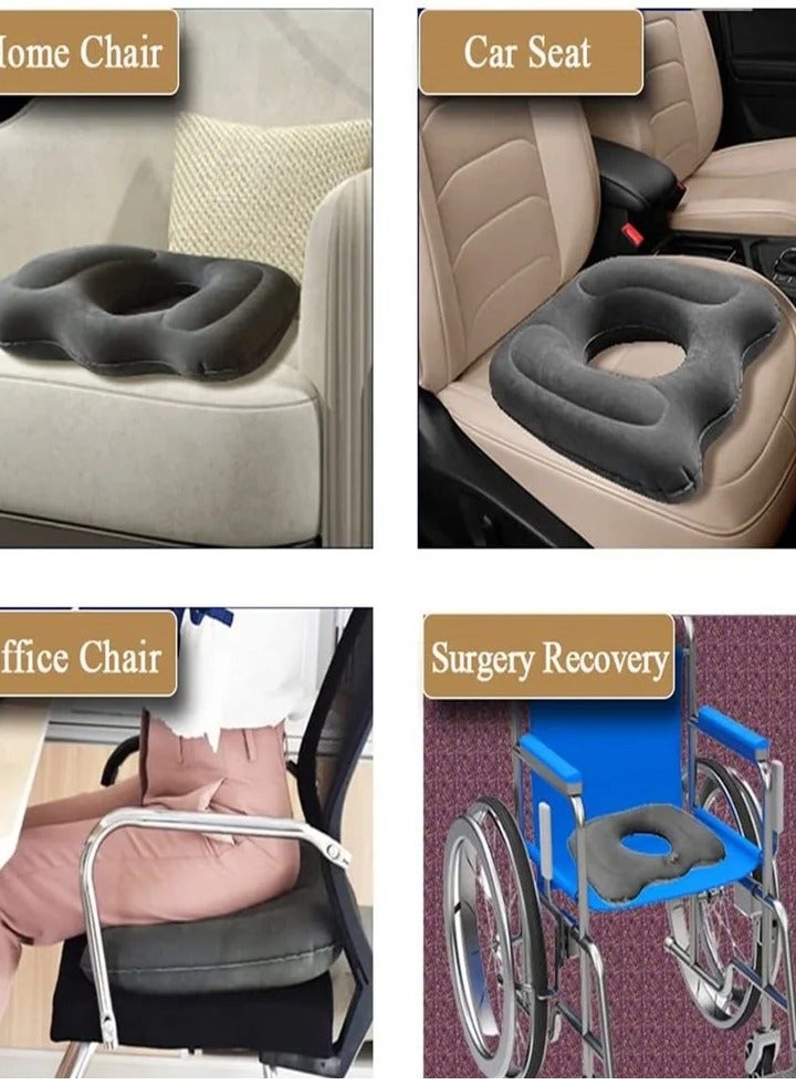 Inflatable Donut Cushion Seat for Office Chair, Portable Sciatica Pillow for Sitting Tailbone Pain Car Seat Cushions, for Hemorrhoids Pressure Sores Wheel Chair, Prolonged Sitting Daily Use - Image 3