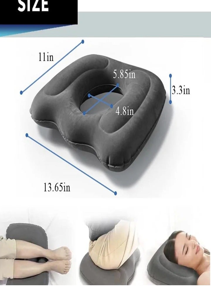 Inflatable Donut Cushion Seat for Office Chair, Portable Sciatica Pillow for Sitting Tailbone Pain Car Seat Cushions, for Hemorrhoids Pressure Sores Wheel Chair, Prolonged Sitting Daily Use - Image 5