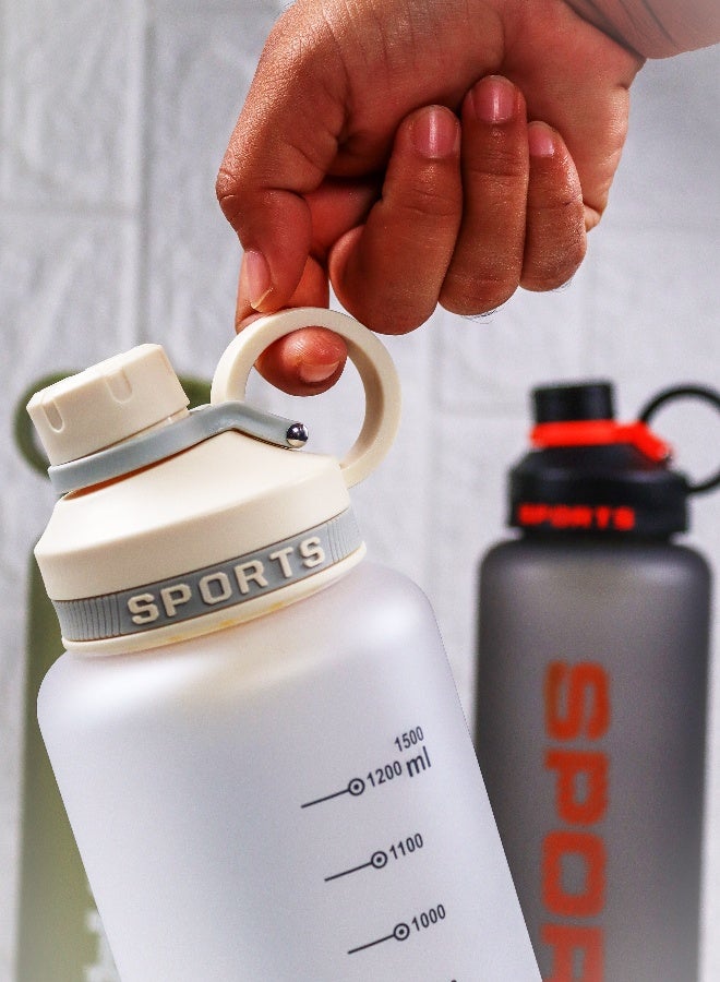 توشيونيكس زجاجة مياه رياضية بلاستيكية خالية من مادة BPA سعة 1500 مل مع مقبض، وفلتر مصفاة، وغطاء واسع الفم مانع للتسرب، وعلامات مستوى الماء بالملليلتر - مادة غير سامة، زجاجة شرب قابلة لإعادة الاستخدام للصالة الرياضية والمكتب والسفر والأنشطة الخارجية - مناسبة للجميع في كل مكان - Image 5