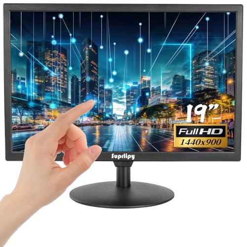 Suprlipy 19 Inch Touch Screen Monitor 1440x900 Support HDMI VGA AV USB BNC, 10 Points Capacitive Touch TFT LED Monitor for Laptop PC Xbox PS5/PS4 Switch POS Systems Built-in LounSpeakers - Image 1