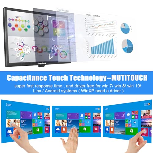 Suprlipy 19 Inch Touch Screen Monitor 1440x900 Support HDMI VGA AV USB BNC, 10 Points Capacitive Touch TFT LED Monitor for Laptop PC Xbox PS5/PS4 Switch POS Systems Built-in LounSpeakers - Image 2