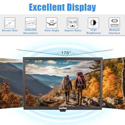 Suprlipy 19 Inch Touch Screen Monitor 1440x900 Support HDMI VGA AV USB BNC, 10 Points Capacitive Touch TFT LED Monitor for Laptop PC Xbox PS5/PS4 Switch POS Systems Built-in LounSpeakers - Image 5
