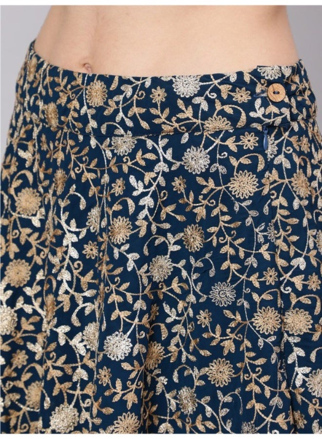 أيه كيه إس بدلة لنجا شولي مطرزة باللون الأزرق مع أكمام كاب - Image 3