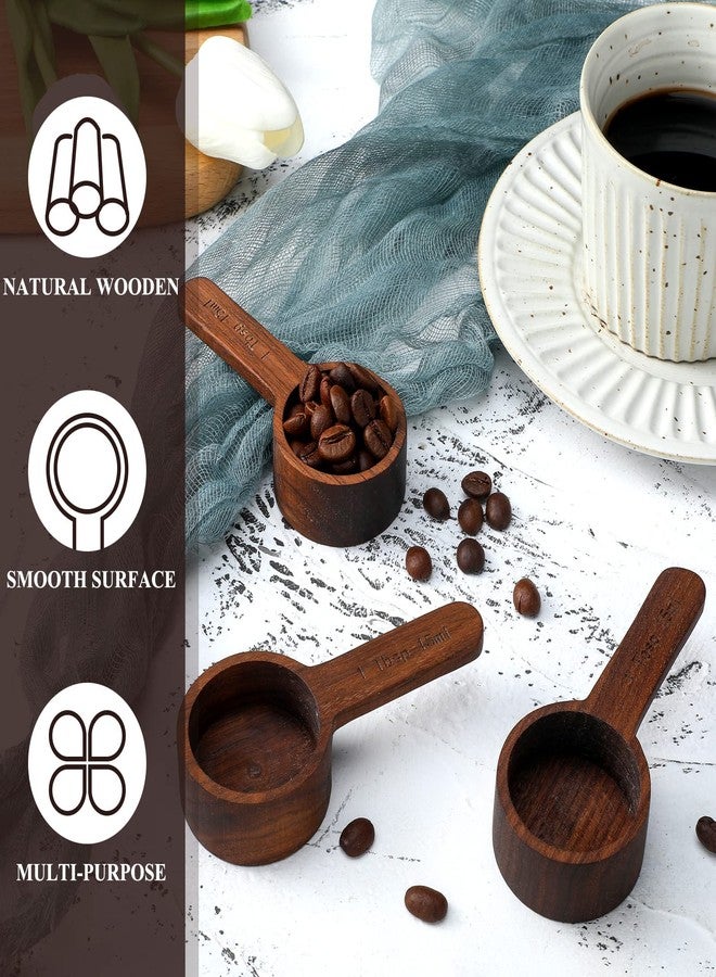 Skyley 4 Pcs Coffee Wooden Scoop for Canisters Jars 15ml 1 Tablespoon Small Coffee Scoop for Ground Caf Walnut Wood Measuring Spoons Home Kitchen Accessories for Beans, Tea, Sugar, Bath Salt - Image 4