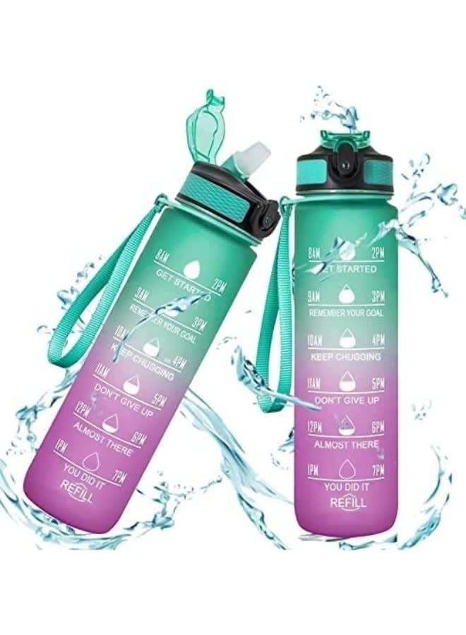 Motivational Sports Water Bottle With Multicolor Time Markers 1L - Image 1
