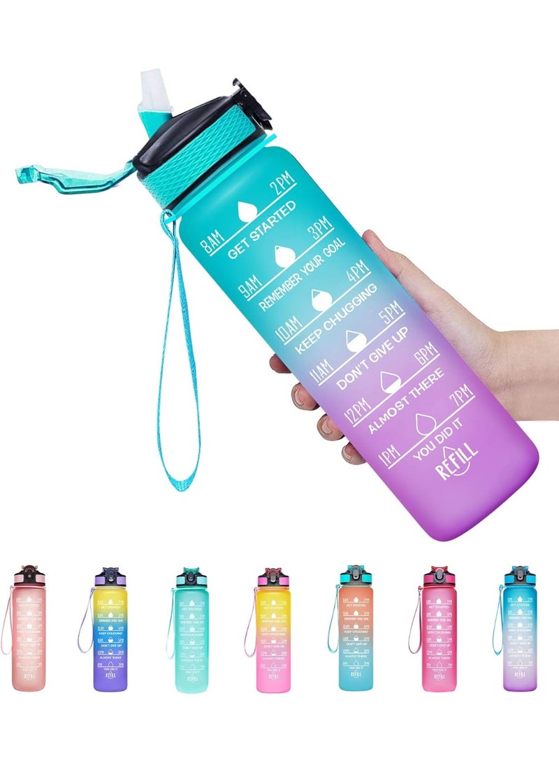 Motivational Sports Water Bottle With Multicolor Time Markers 1L - Image 3