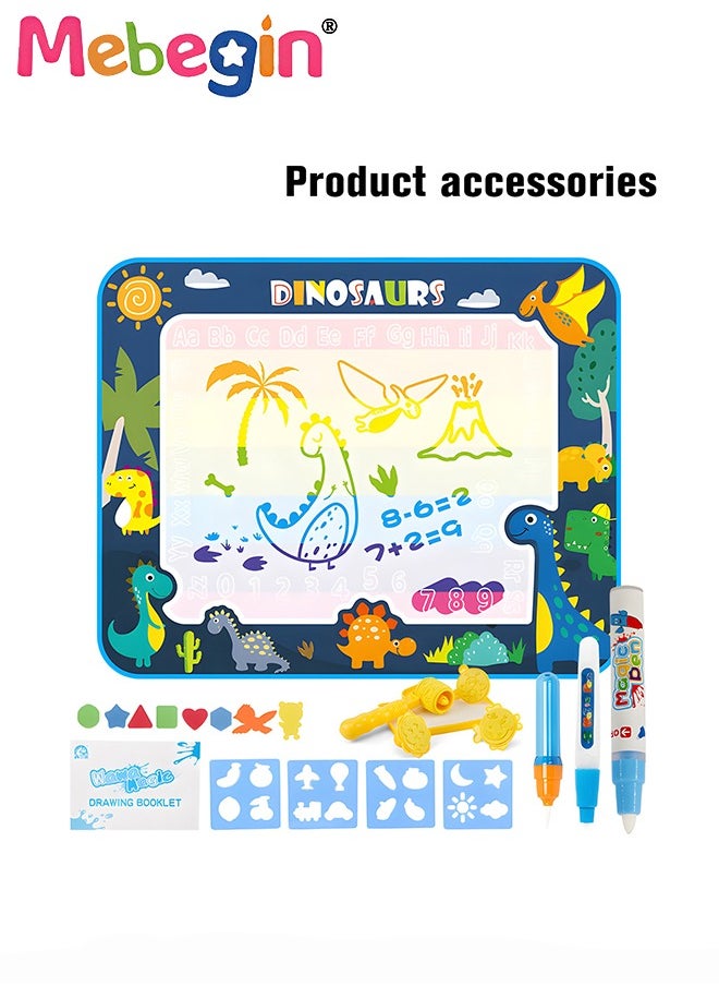 MEBEGIN - 100 x 80cm Water Doodle Mat, Larger Drawing Painting Pad with 3 Magic Pens and 8 Stamps, Fun Creative Educational Toys, Made of No-toxic Eco-friendly Material, No Mess, No Ink, No Stains, Portable to Carry, Suitable for Outdoor or Travel - Image 1