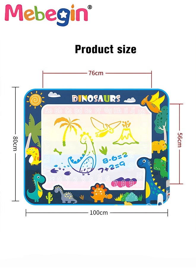 MEBEGIN - 100 x 80cm Water Doodle Mat, Larger Drawing Painting Pad with 3 Magic Pens and 8 Stamps, Fun Creative Educational Toys, Made of No-toxic Eco-friendly Material, No Mess, No Ink, No Stains, Portable to Carry, Suitable for Outdoor or Travel - Image 1