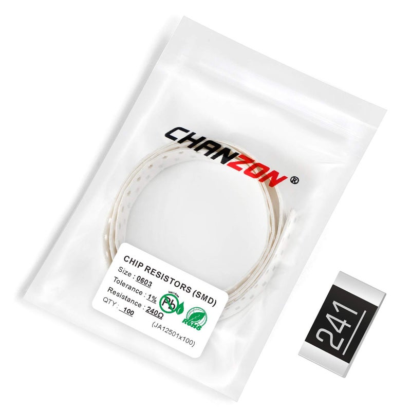 CHANZON 100pcs 0603 SMD Resistor 240 Ω ohm 1/10W 0.1W ±1% Tolerance Thick Film 240R SMT Chip Resistors Rohs Certificated - Image 1