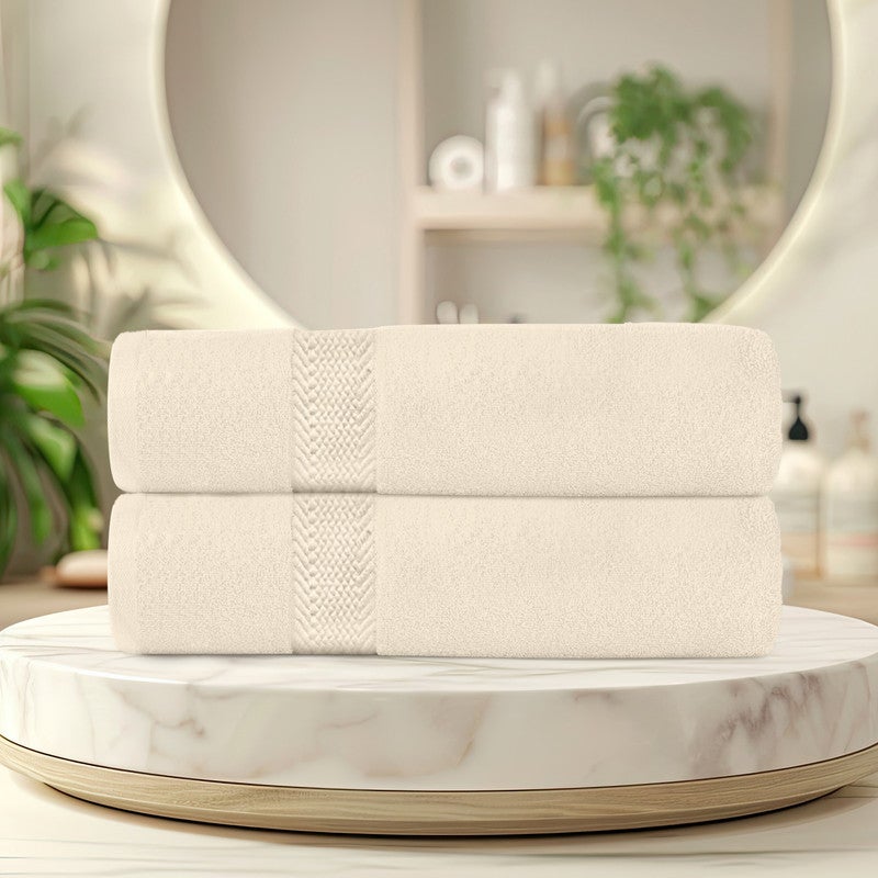 REST Bath Towel  Set of 2 Ivory Cotton Towel  70x140cm , 27x55 inch Luxury Hotel Towel Set Absorbent Durable Lightweight Washable Quick Dry Spa Quality Beach Pool Family Bath Towel. - Image 2