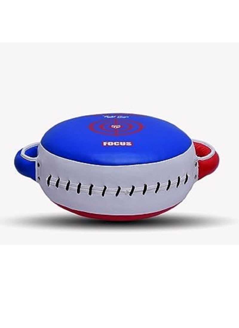 TOCAYAH - Tocayah 0% Impact Blue & Red Round Boxing Shield | Leather Punch Shield Fitness Plus Punch Shield, Lightweight, Durable, Over 3 in. of Layered Foam Padding, Easy-Grip Handles - Image 1